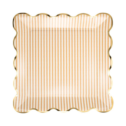 Tan Striped 10in Plates 8ct