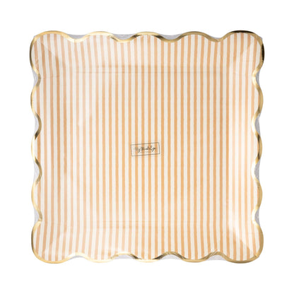 Tan Striped 10in Plates 8ct