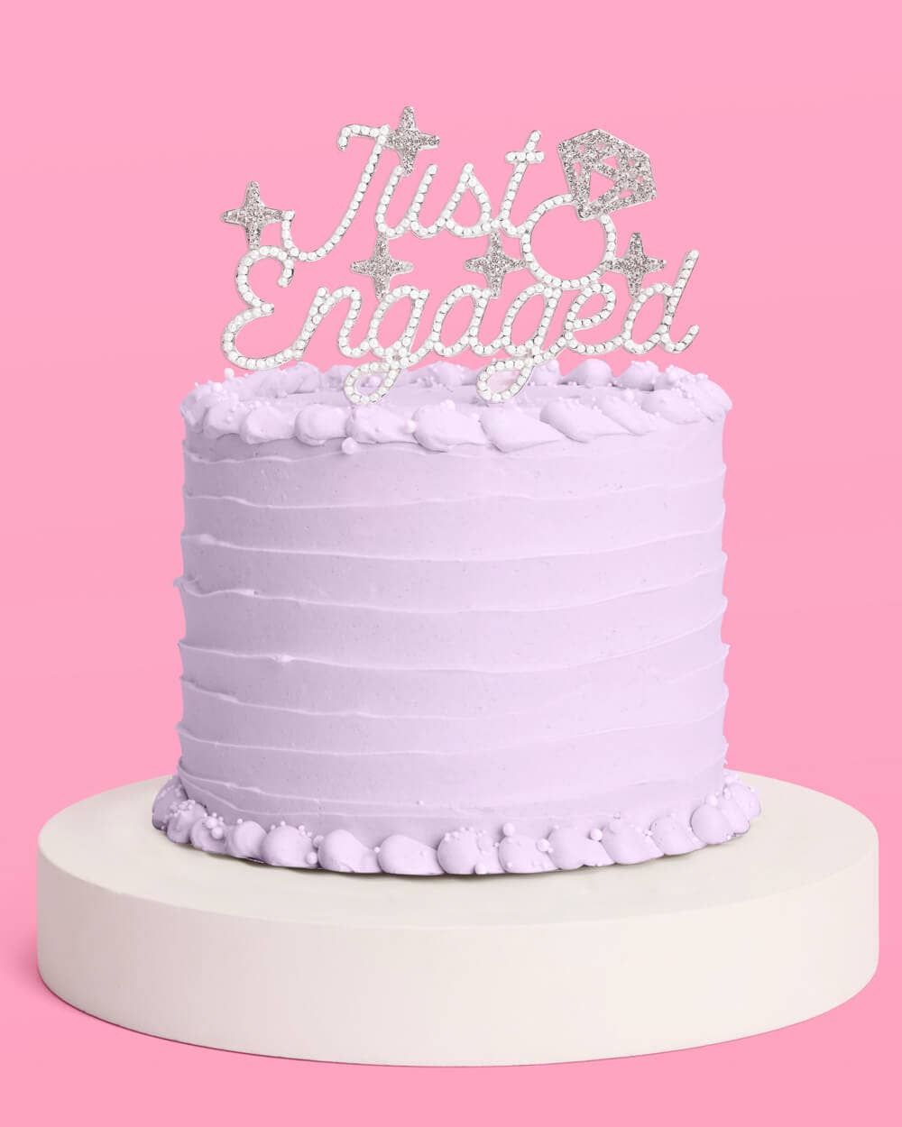 Just Engaged Topper - pearl + crystal cake topper 6" x 5.5"