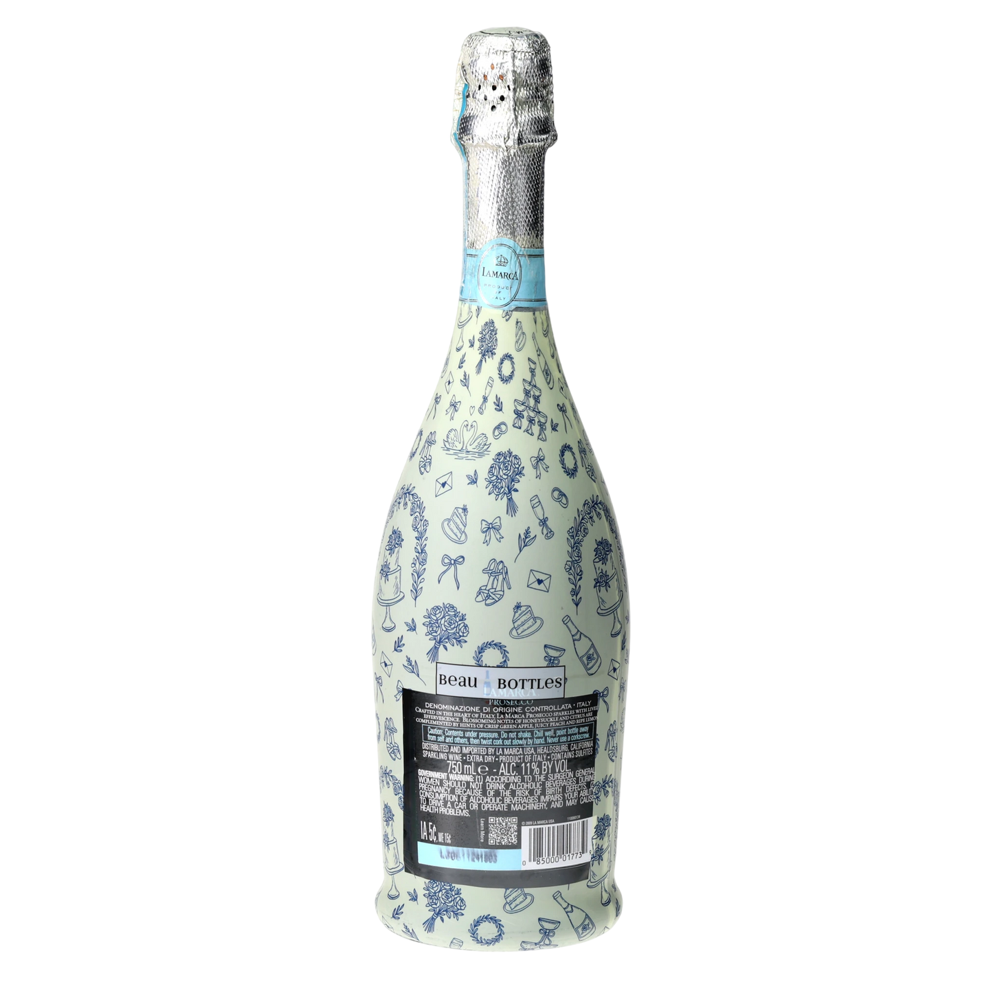 Beau Bottles Blue Wedding Toile- Prosecco Collection