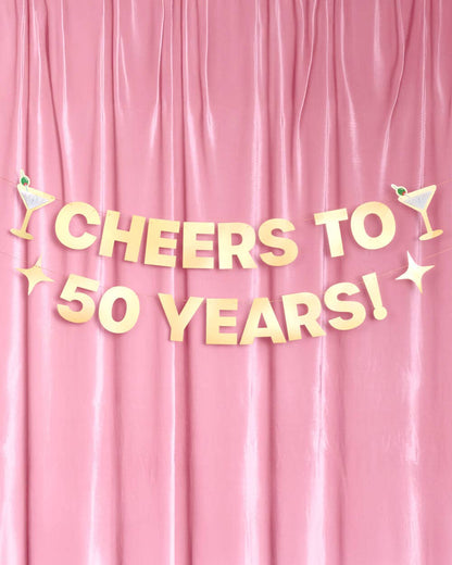 Cheers to 50 Years Banner - 3D paper banner, 50th Birthday