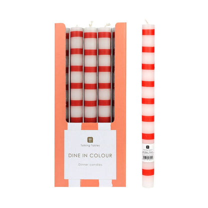 Red & White 11in Taper Candles - 1 Candle