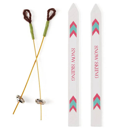 Miniature Snow Skis and Poles