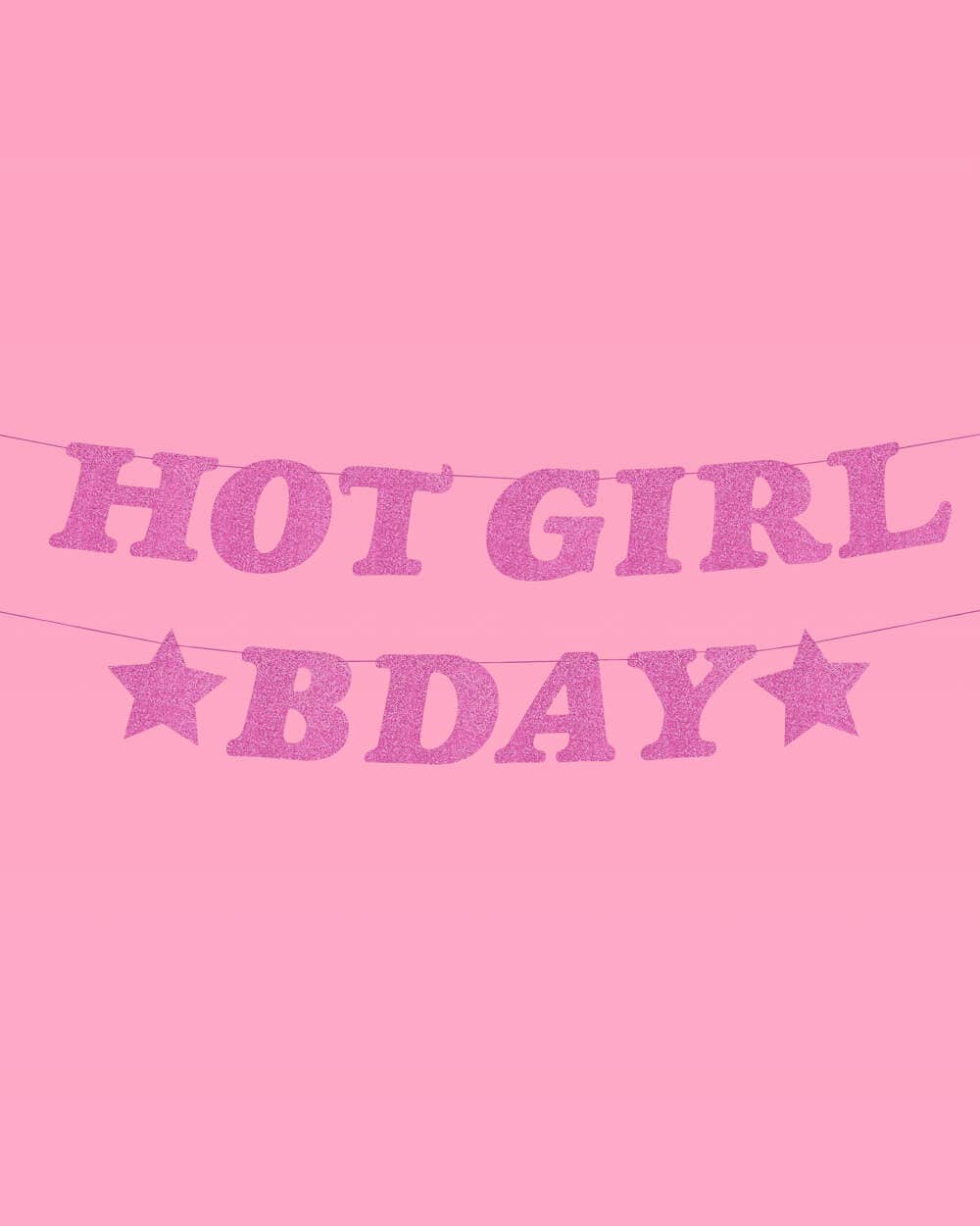 Hot Girl Birthday Glitter Banner