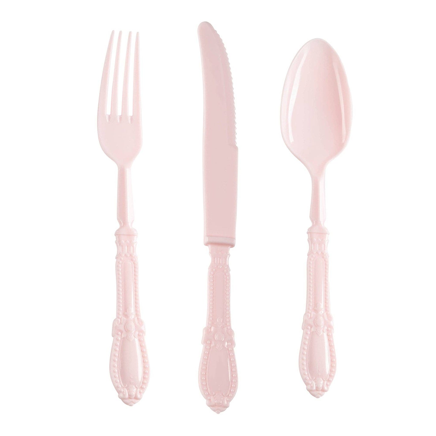 Pink Baroque Disposable Plastic Cutlery Set - 20 Guests