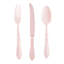 Pink Baroque Disposable Plastic Cutlery Set - 20 Guests