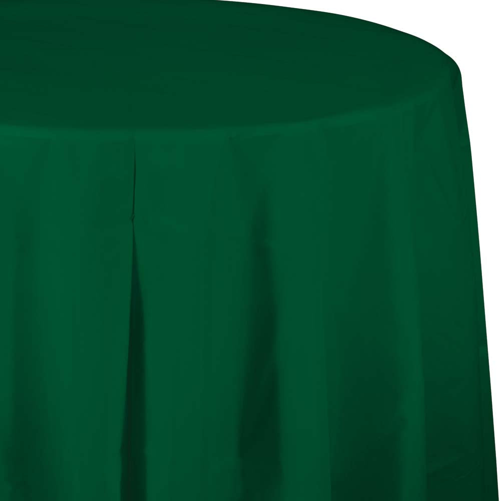 Hunter Green Plastic Round Table Cover 82"