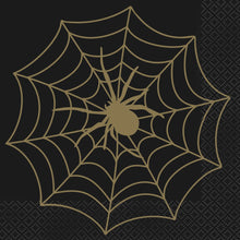 Black & Gold Spider Web Lunch Napkins 16ct