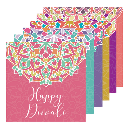Diwali Bright Mandala Greeting Cards - 6 pack
