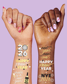 Metallic NYE Tats - 40 foil temporary tattoos New Years Eve