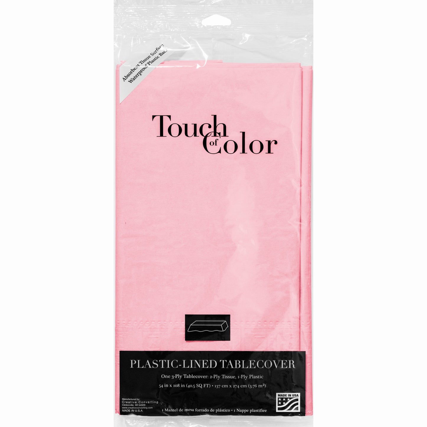 Rectangle Paper Table Cover - Classic Pink 54"x108"