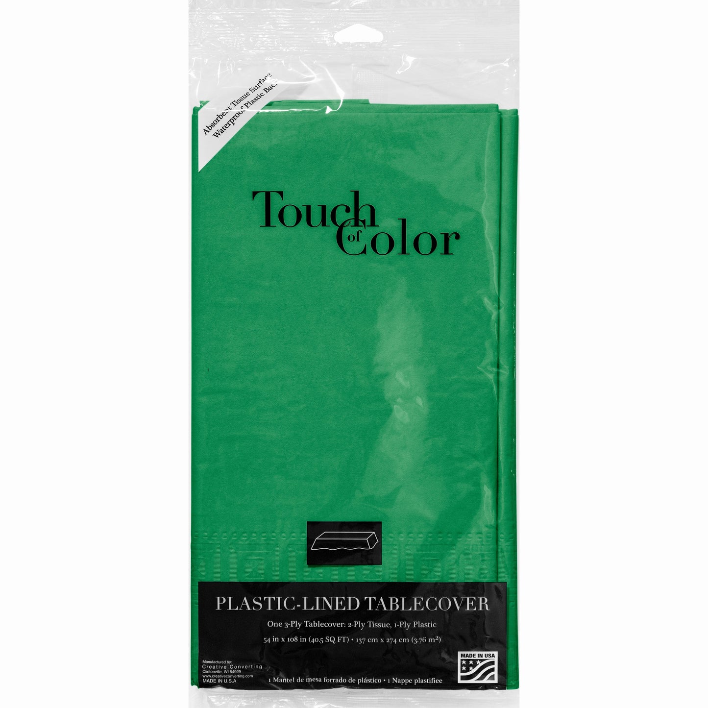 Rectangle Paper Table Cover - Emerald Green 54"x108"