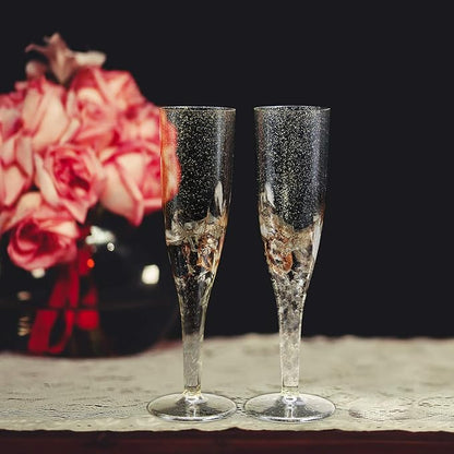 5oz Champagne Flutes 1-Piece - Gold Glitter 24ct