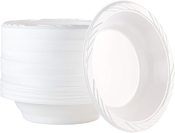 18oz White Plastic Bowls 50ct