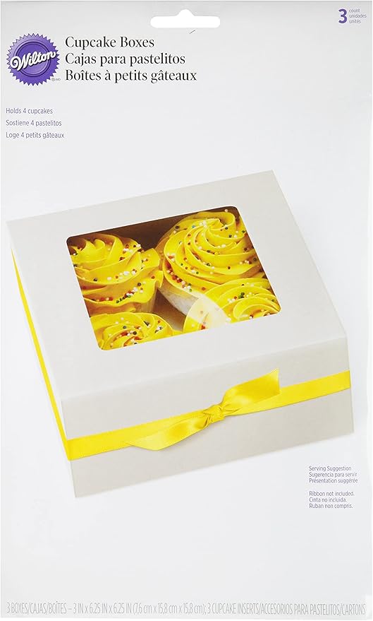 4 Cavity White Cupcake Box 3ct
