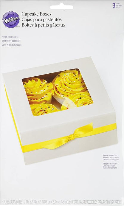 4 Cavity White Cupcake Box 3ct