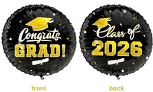 S06 Black & Gold Grad 2026 18in Balloon