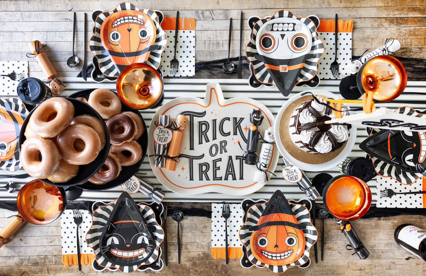 Trick or Treat Shaped Bamboo 17in Tray