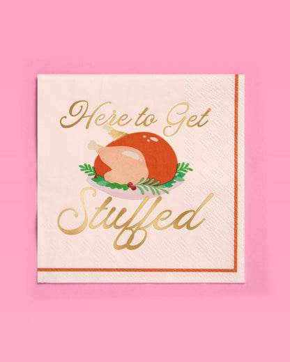 Here To Get Stuffed Thanksgiving Cocktail Napkins 25ct