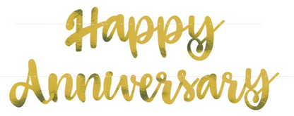 Gold Script Foil Happy Anniversary Banner