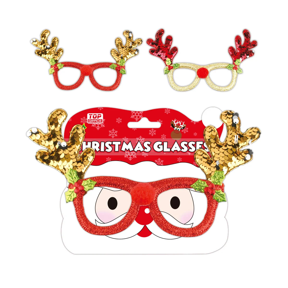 Christmas Reindeer Glasses - 1 Assorted Color