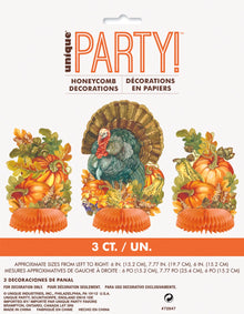 Traditional Thanksgiving Mini Honeycomb Centerpieces 3ct - Assorted