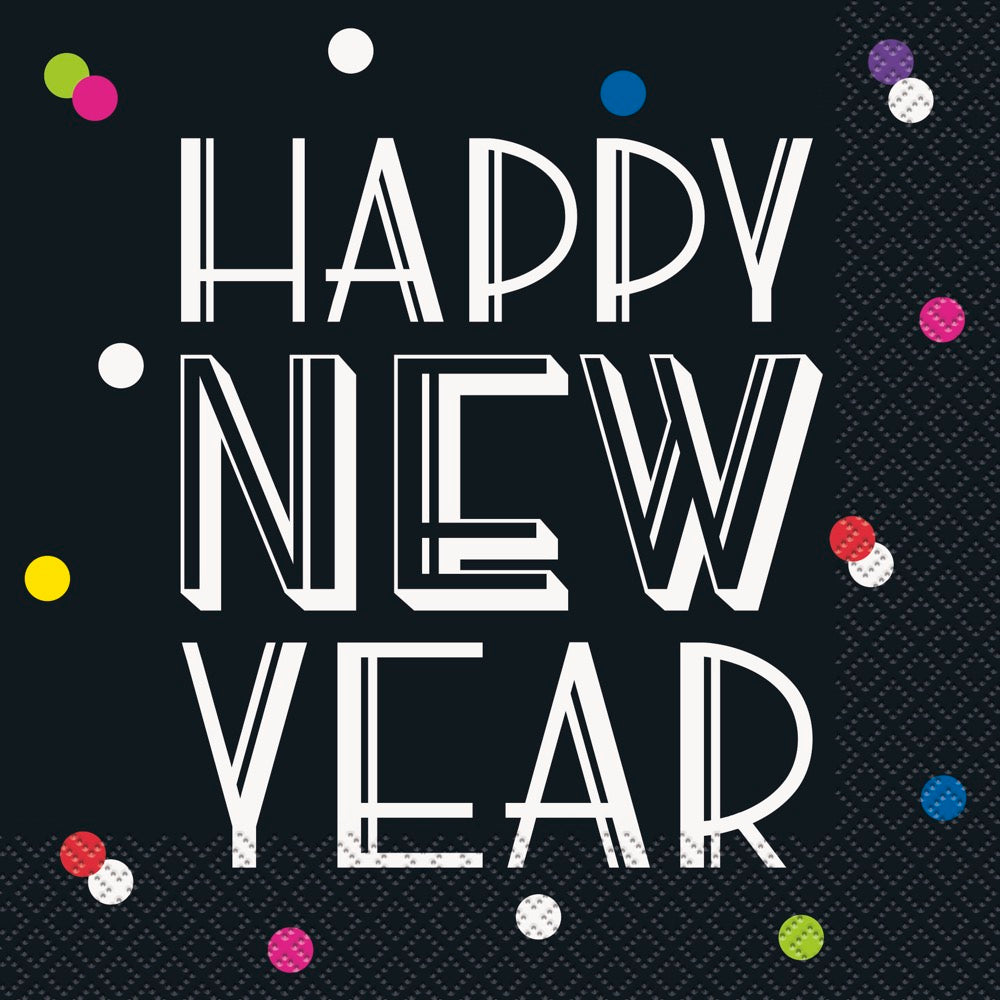 Neon Dots New Years Lunch Napkins 16ct
