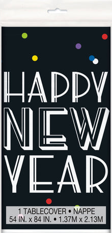 Neon Dots New Years Rectangular Plastic Table Cover 54 x 84