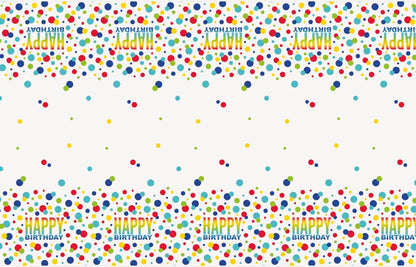 Rainbow Spots Birthday Rectangular Plastic Table Cover 54in x 84in