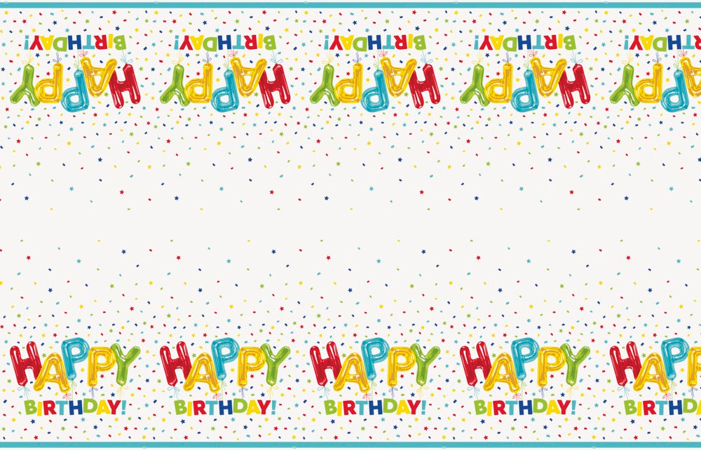 Happy Balloon Birthday Rectangular Plastic Table Cover 54in x 84in