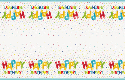 Happy Balloon Birthday Rectangular Plastic Table Cover 54in x 84in