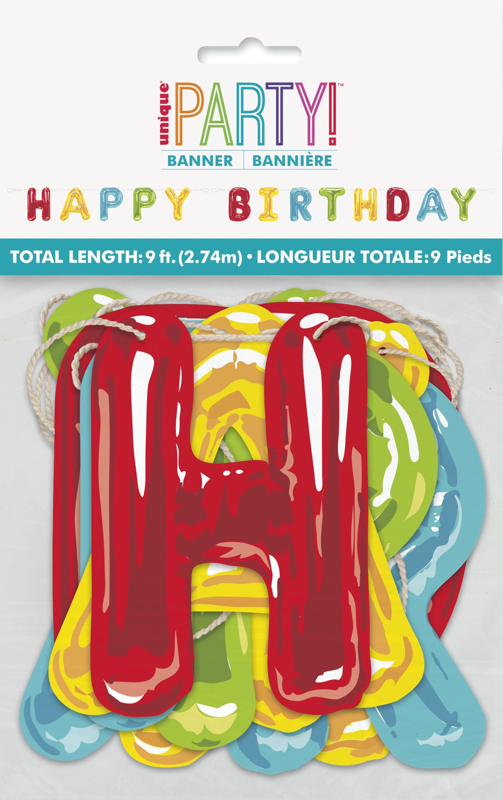 Happy Balloon Birthday Paper Letter Banner 9ft 2pc
