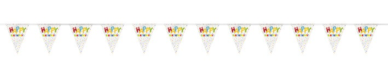 Happy Balloon Birthday Plastic Flag Banner 12ft