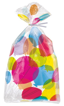 Balloons & Rainbow Birthday Cellophane Bags 5" x 11" 20ct