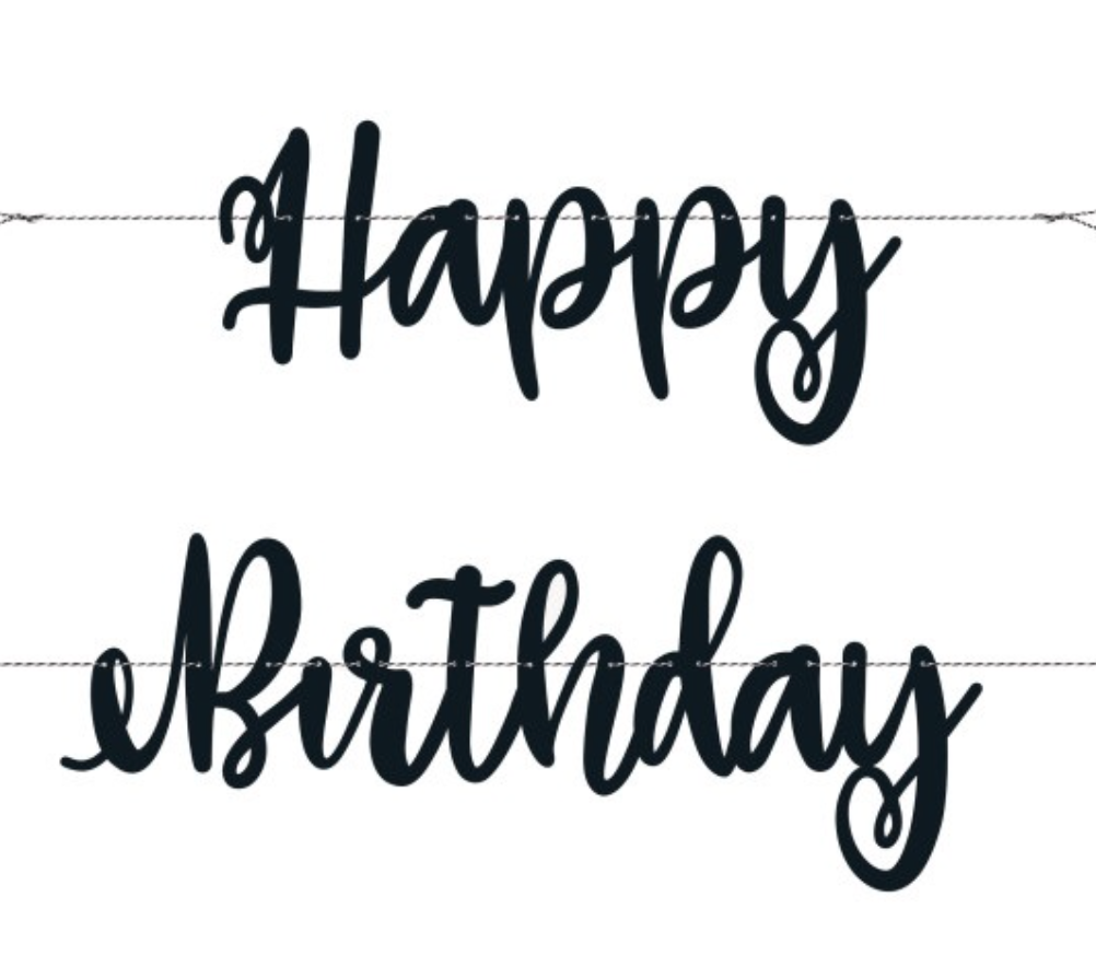 Black Script Happy Birthday Banner 7ft