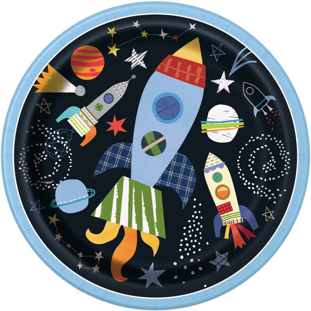 Outer Space Round 9in Dinner Plates 8ct