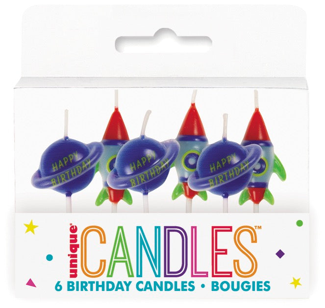 Outer Space Pick Birthday Candles 6ct