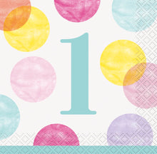 Pink Dots 1st Birthday Beverage Napkins 16ct