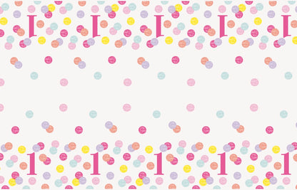Pink Dots 1st Birthday Rectangular Plastic Table Cover 54in x 84in