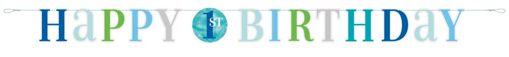 Blue Dots 1st Birthday Letter Banner 6ft
