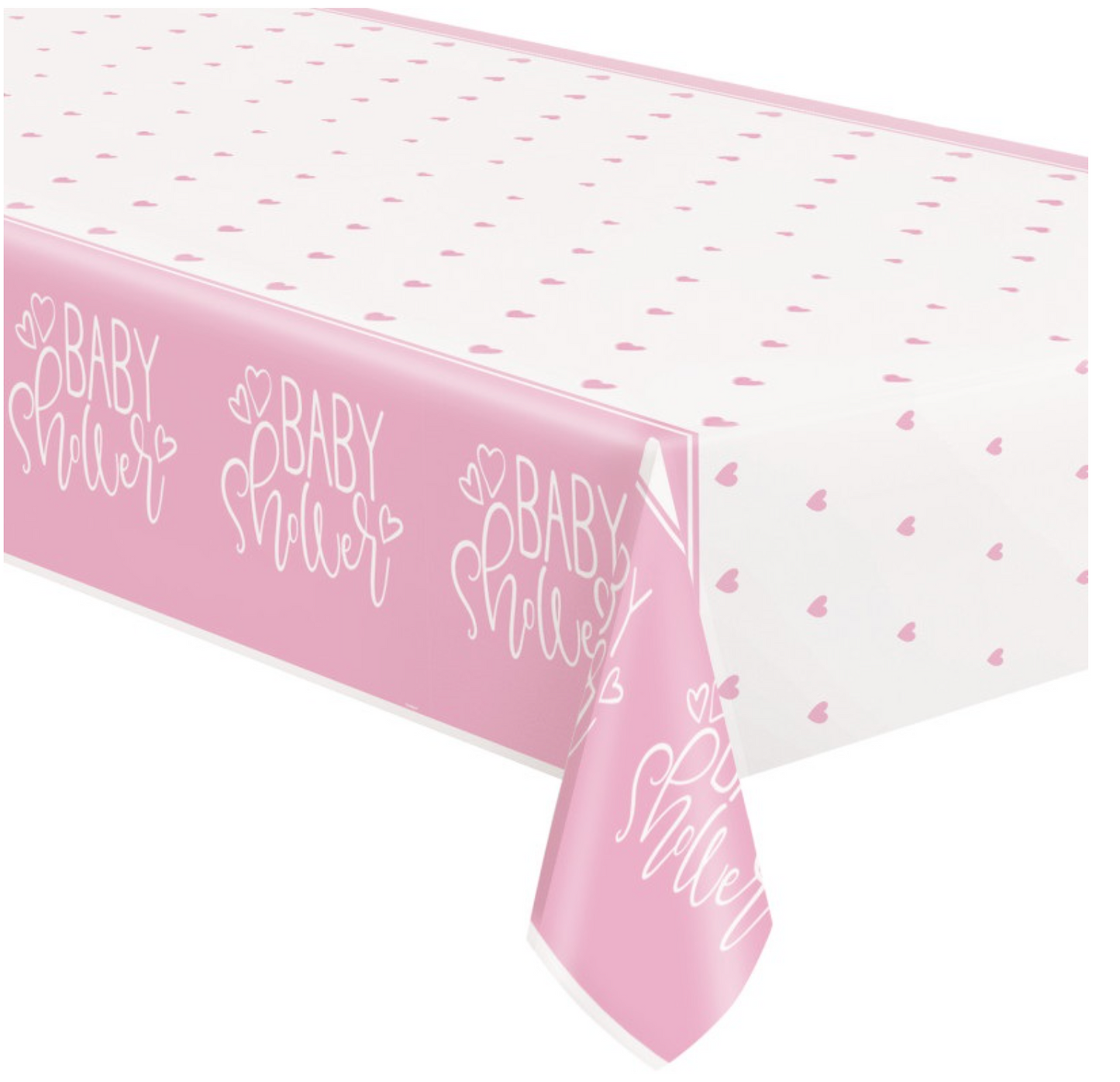 Pink Hearts Baby Shower Rectangular Plastic Table Cover 54in x 84in