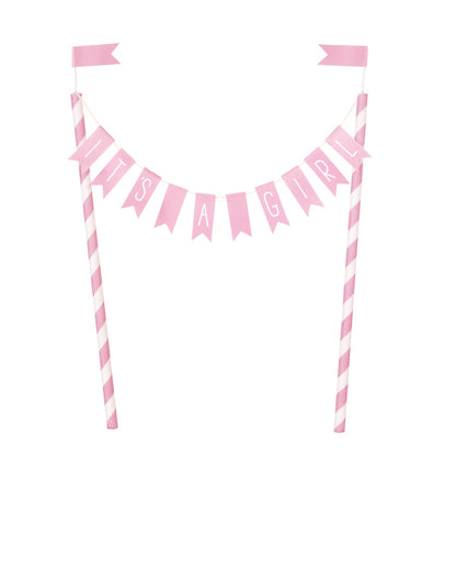 It's a Girl Baby Shower Bunting Cake Topper