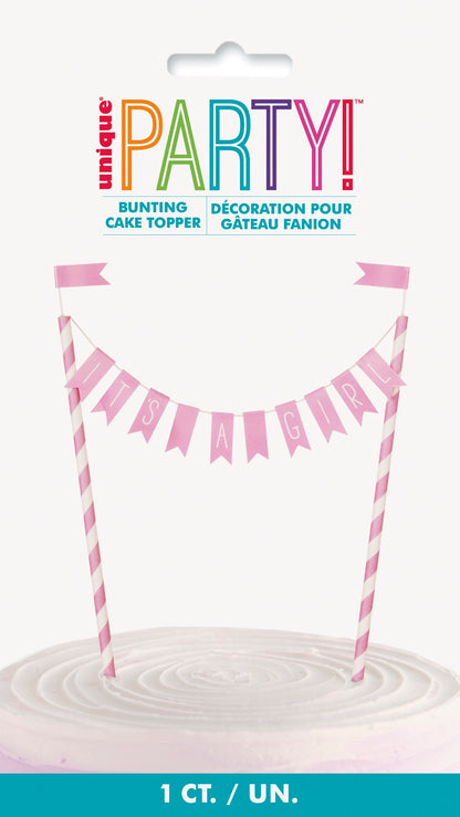 It's a Girl Baby Shower Bunting Cake Topper