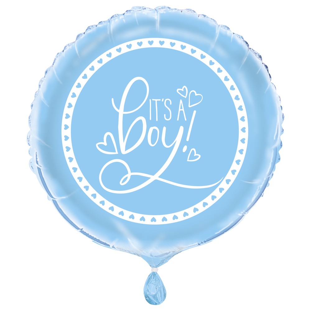 Blue Hearts Baby Shower 18in Mylar Balloon