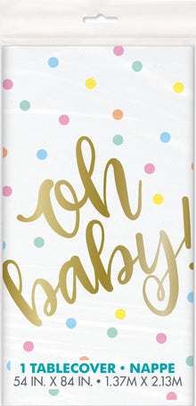 Oh Baby Gold Rectangular Plastic Table Cover 54in x 84in