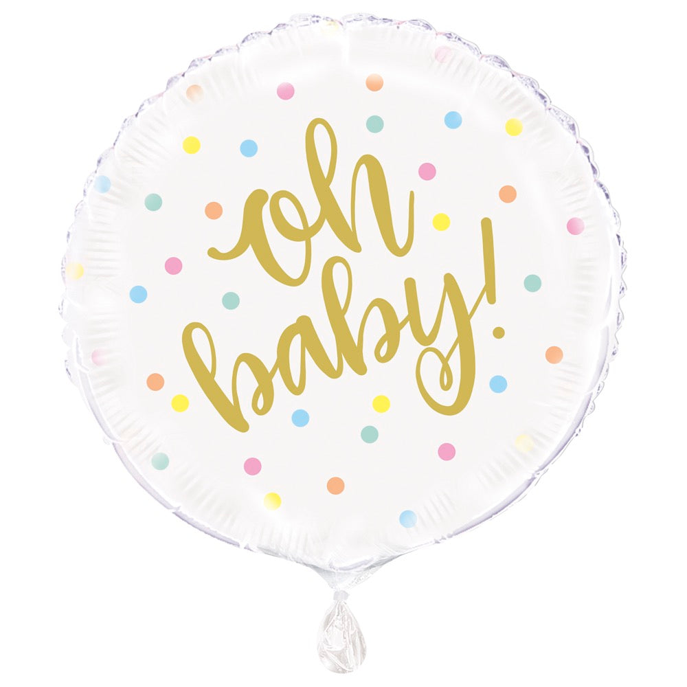 Oh Baby Gold 18in Mylar Balloon