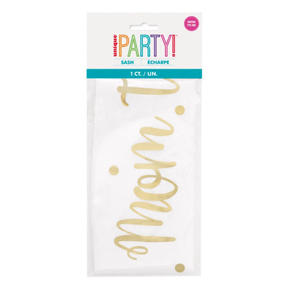 Gold Foil Mom to Be Satin Sash