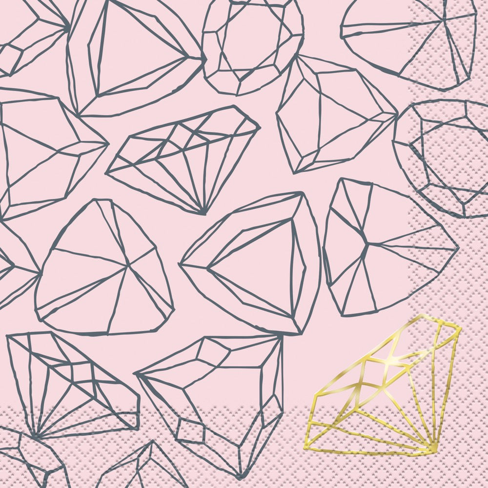 Pink Diamond Bachelorette Party Luncheon Napkins 16ct - Foil Stamping