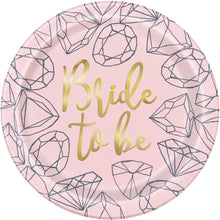 Pink Diamond Bachelorette Party Round 9 Dinner Plates 8ct - Foil Stamping