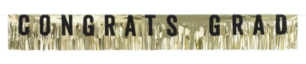 Gold Congrats Grad Foil Fringe Banner 6ft